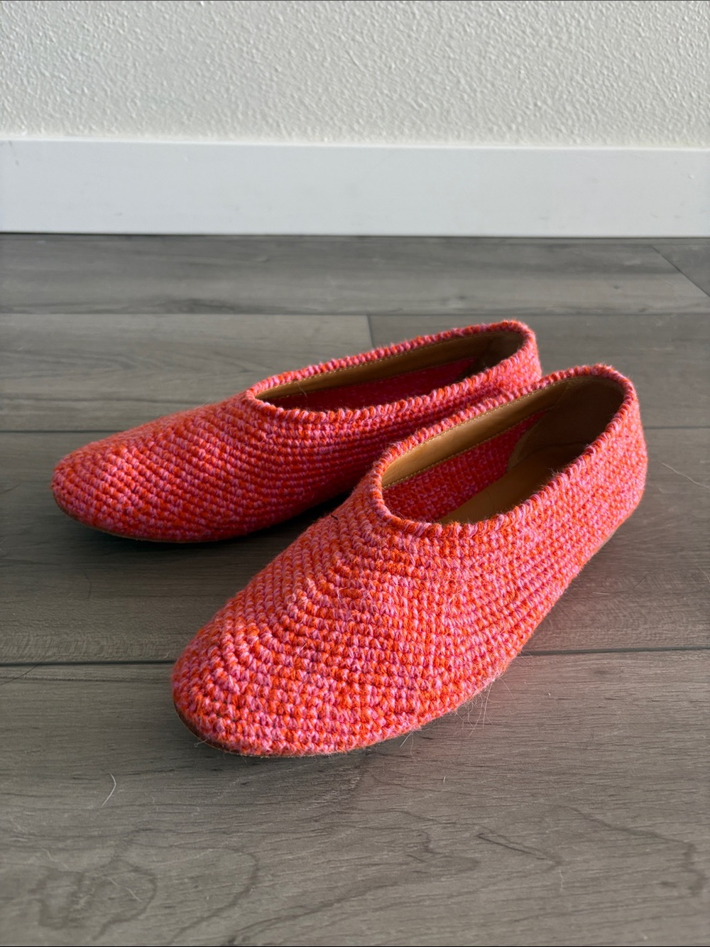 Coral Woven Slip-On Flats for Women